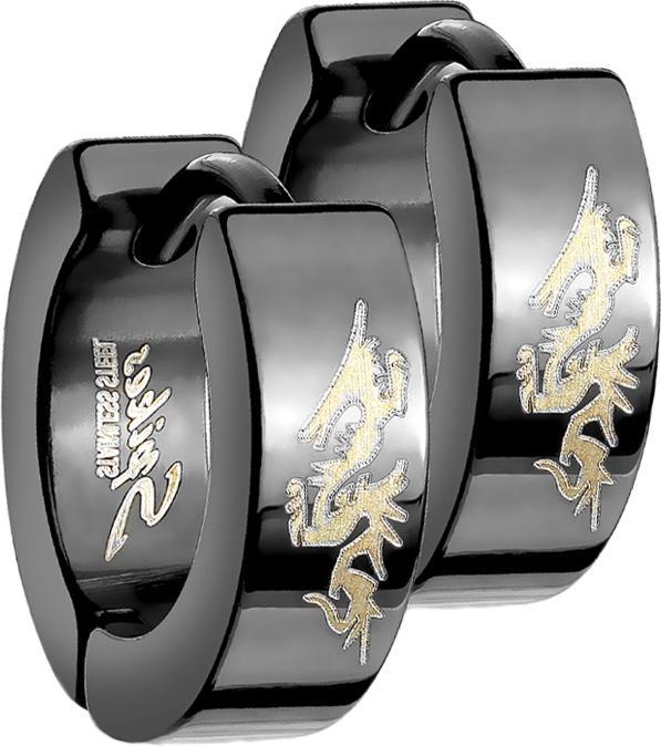 Star Piercing Ohrring zum Klappen Dragon schwarz (ohne Messing, Chirurgenstahl 316L)