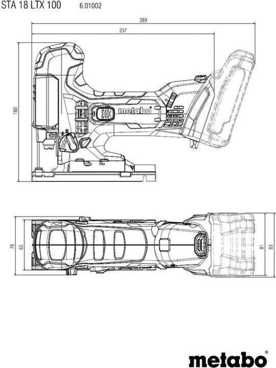 Actual product image Metabo Cordless jigsaw without battery 18 V