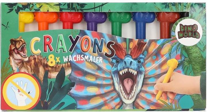 Actual product image Magni Wax crayon Dino World with dino topper 8 colours 8 pieces (Multicoloured, 8 x)