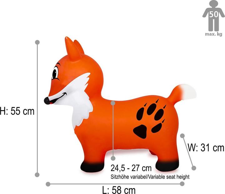 Produktbild Orange Hüpftier Fuchs mit Pumpe