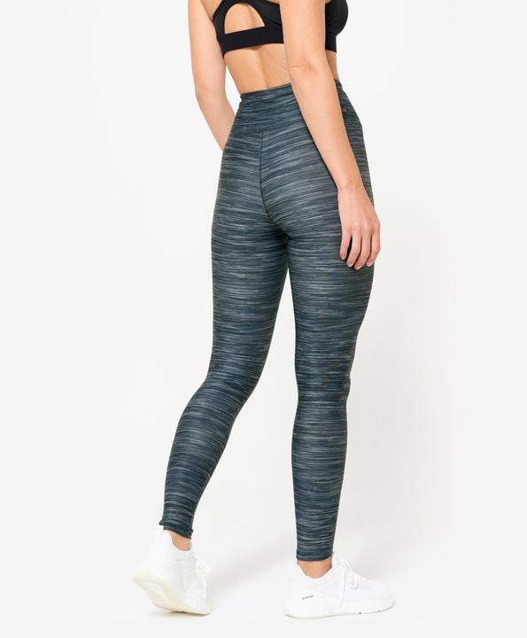 Image du produit Domyos Legging de fitness taille haute femme, imprimé gris chiné