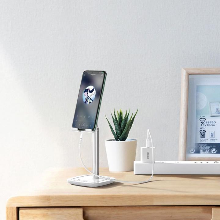 Produktbild Choetech H035 Aluminiumständer für ein Telefon oder Tablet mit Anpassung – Weiss und Silber