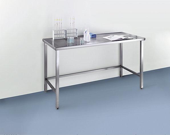 Produktbild kaiserkraft Edelstahl-Reinraumtisch mit gelochter Arbeitsplatte (100 cm, 80 cm)