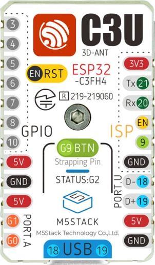 Image du produit M5Stack Carte de développement M5stamp C3U Mate avec Pin Headers