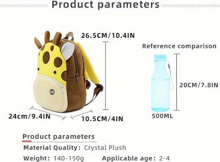 Immagine prodotto Only-Bags.Store Zaino in poliestere per la scuola, zaino in peluche con animali simpatici, borsa piccola per le