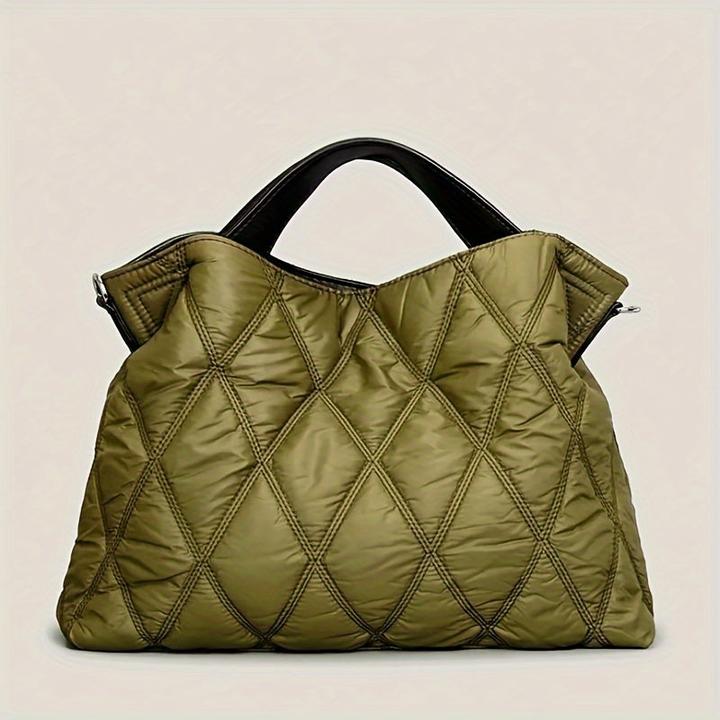 Immagine prodotto Only-Bags.Store Tote bag trapuntata in puffer di tendenza, borsa a tracolla in nylon a rombi, borsa morbida e