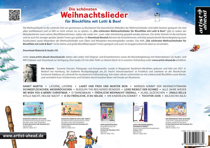 Produktbild Die schönsten Weihnachtslieder für Blockflöte mit Lotti & Ben! (Deutsch, Susanne Hossain, 2021)