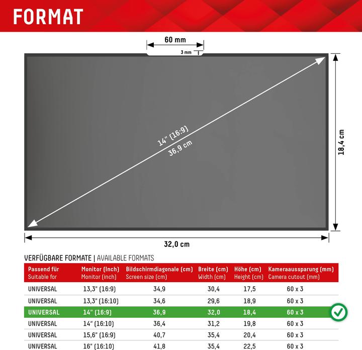 Produktbild Displex Privacy Safe randlos, Laptop Blickschutzfilter (12.44", 16 : 9)