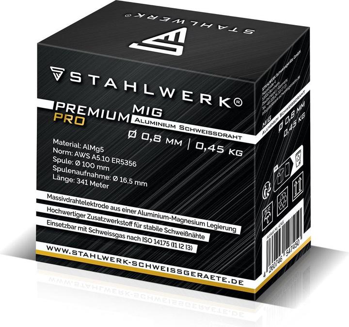 Produktbild Stahlwerk Schweissdraht MIG MAG Aluminium ER5356 AlMg5 0,8 mm 0,45 kg Drahtrolle