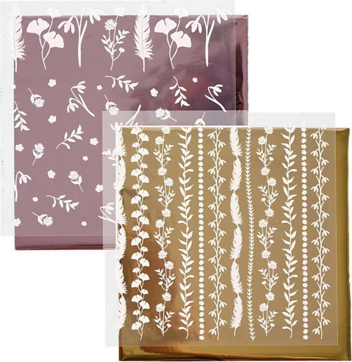 Image du produit Creativ Company Feuille de transfert 15 x 15 cm, 2 pièces, Bordeaux/or (2 x)