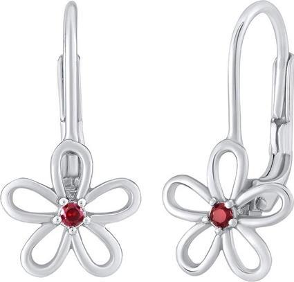 Silvego Silver earrings - flower with red zircon SILVEGOB31857R