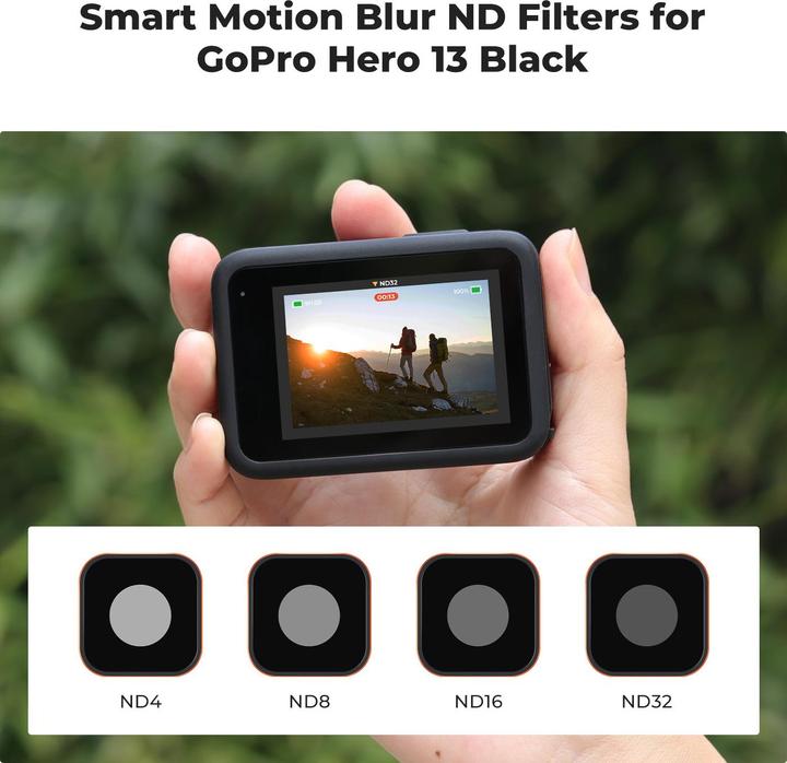 Produktbild K&F Concept 4pcs Filter Kit, ND4+ND8+ND16+ND32, For Gopro HERO 13/12/11/10/9 With ND sensor function (9, 11, 12)