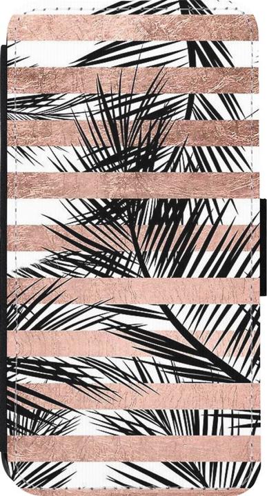 Produktbild PhoneLook Hülle Wallet schwarz Palm trees gold stripes (Apple iPhone 13 Pro)