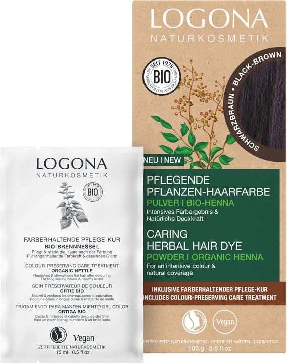 Image du produit Logona Poudre de coloration végétale traitante pour cheveux Brun noir (101 noir intense intense)