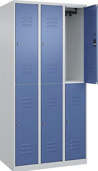 Produktbild C+P CP Spind Classic Plus lichtgrau, fernblau 080300-30-S10029, 6 Schliessfächer 90,0 x 50,0 x 185,0 cm (90 cm, 185 cm)