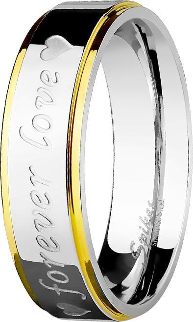 Star Piercing Ring silber zwei Goldstreifen Forever Love