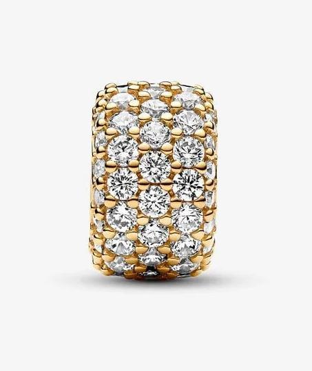 Image du produit Pandora Charm pavé scintillant à trois rangs (Métal, Plaqué or)