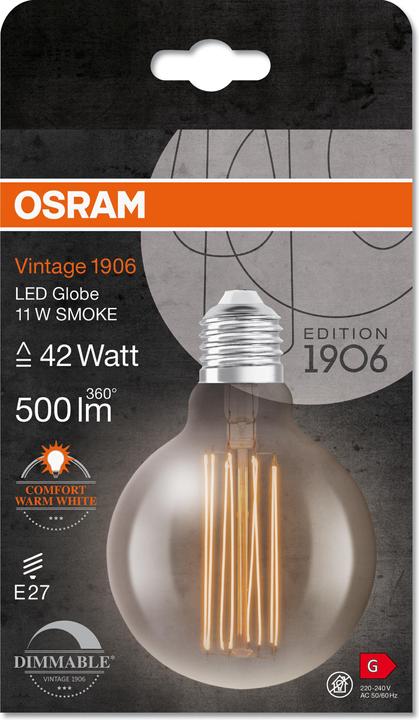 Actual product image Osram Vintage 1906 Led Classic Slim Filament Globe (E27, 11 W, 500 lm, 1 x, G)