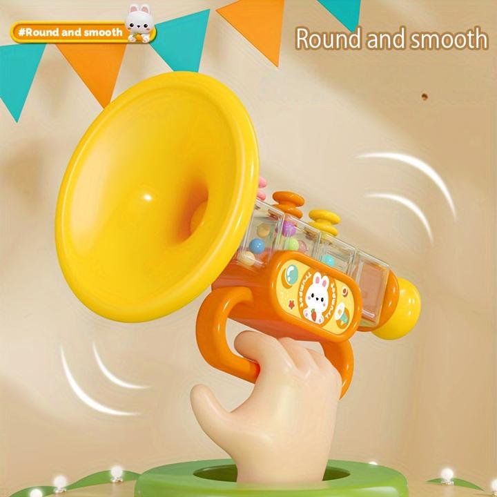 Actual product image Activity Board Small rabbit horn children's toy, baby will blow cartoon harmonica