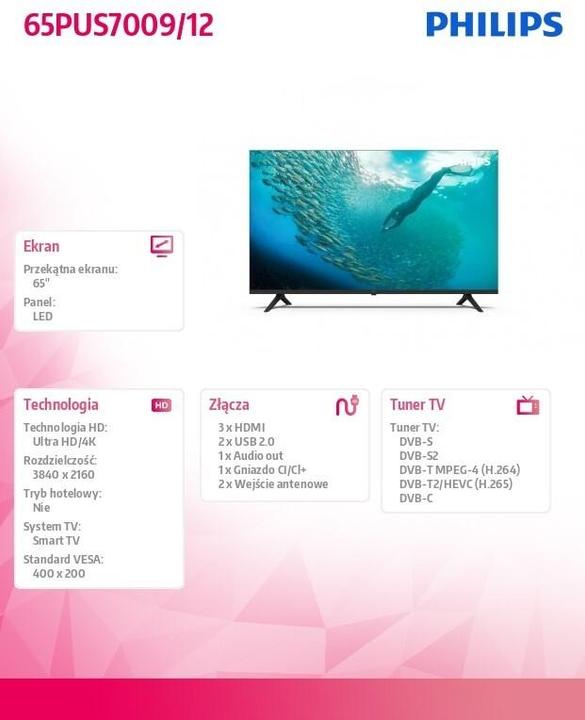 Produktbild Philips 65PUS7009/12 (65", PUS7009, LCD, 4K, 2024)