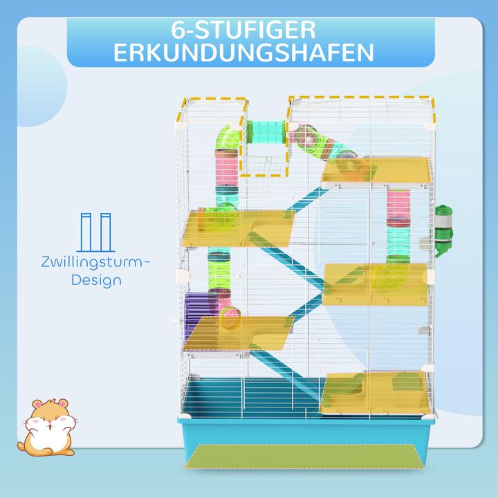Produktbild PawHut Hamsterkäfig Metall, Kunststoff Hellblau