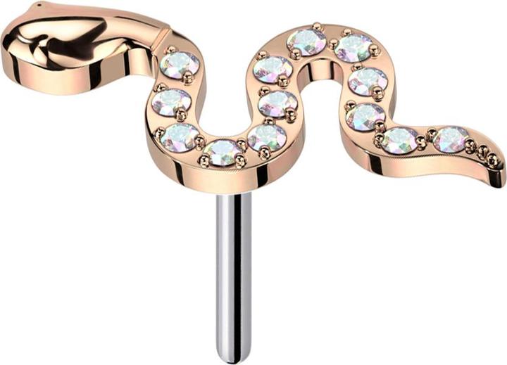 Star Piercing Threadless Schlange rosegold Kristalle multicolor (ohne Messing, Titan G23)