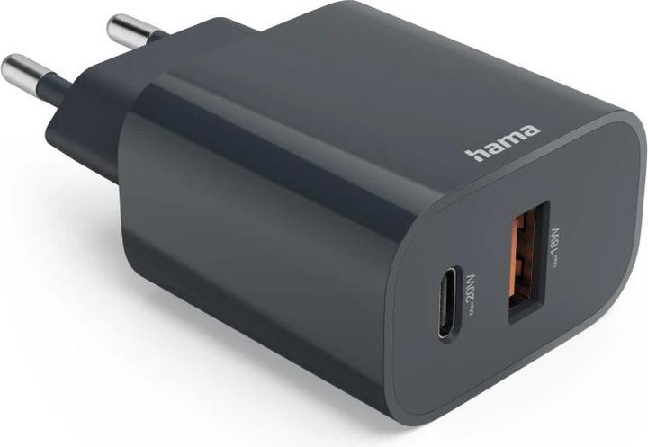 Actual product image Hama Fast charger, USB-C, USB-A, Power Delivery (PD), 20 W, anthracite (20 W)