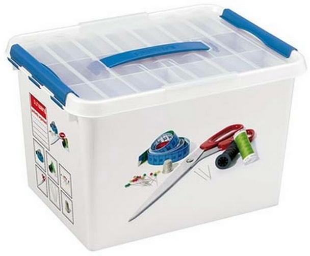 Produktbild Sunware Q-line Nähkasten mit Einsatz 22L weiss blau (40 x 30 x 26 cm, 22 l)