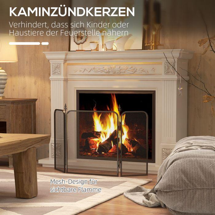 Image du produit Swisshandel24 Kaminschutzgitter, Faltbares Kamingitter mit 3 Paneelen, für Wohnzimmer, Schwarz