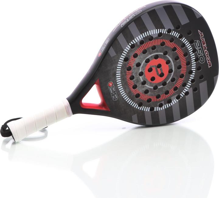 Actual product image Luxtri Padel Racket Jugador 250 Teardrop Shape Grey Red 360g Fibreglass EVA Padel Tennis