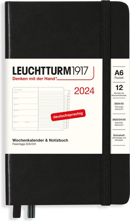 Produktbild Leuchtturm1917 LEUCHTTUR Agenda Pocket 2025 44370497 1W/1S schwarz HC A6 (A6, Deutsch)