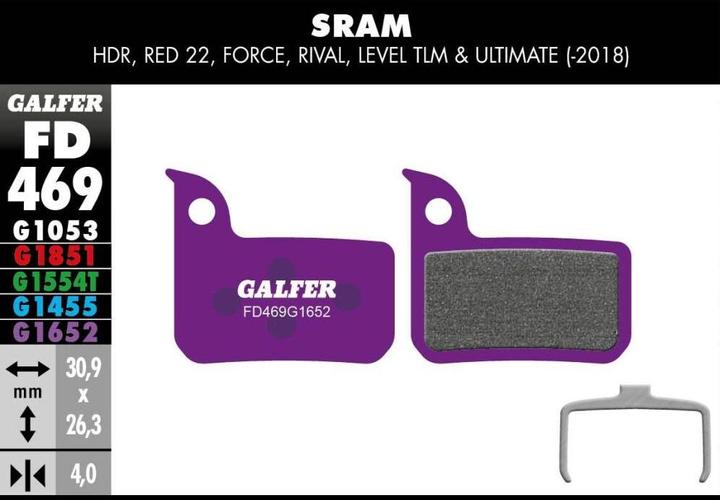 Immagine prodotto Galfer Bike Pastiglie freno per e-bike G1652 Sram RED - Viola (SRAM, Semimetallico)