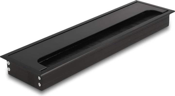 Produktbild Delock Kabeldurchführung für Tischeinbau mit Bürste 300 x 80 x 28 mm schwarz (Kabeldurchlass, 30 cm)