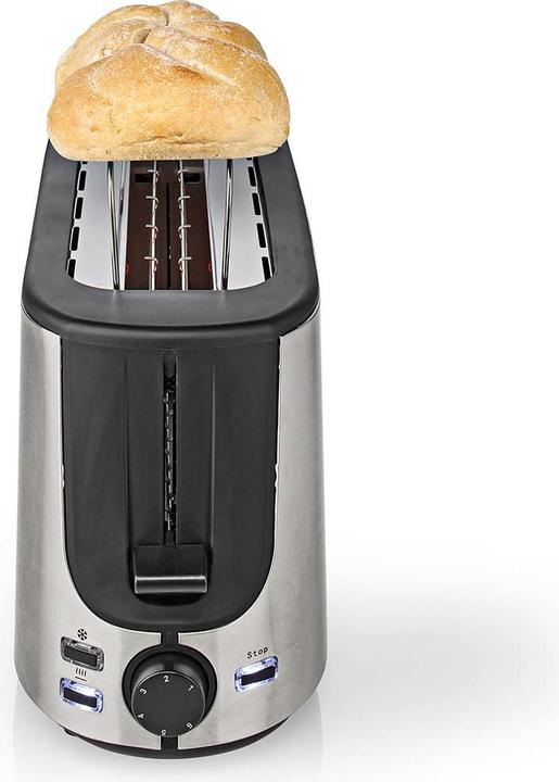 Image du produit Nedis Grille-pain Acier inoxydable Série 1 Fentes Niveaux de brunissage : 6 Fonction décongélation (Prise UE)