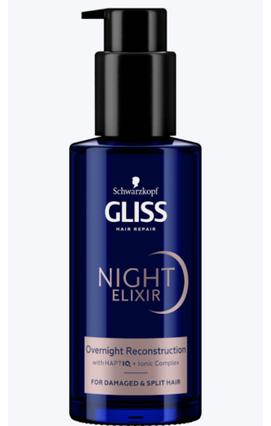 Productafbeelding Schwarzkopf Gliss Nacht Elixir Reconstructie Regenererende Nachtbehandeling Zonder Spoelen Voor Beschadigde En (100 ml)