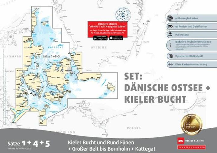 Produktbild Sportbootkarten Satz 1, 4 und 5 Set: Dänische Ostsee und Kieler Bucht (Ausgabe 2025)