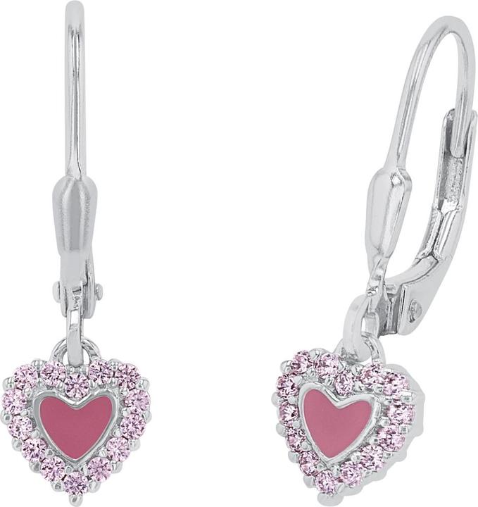 Immagine prodotto Prinzessin Lillifee Gioielli per orecchie da bambina, argento 925, zirconi (sintetici) | smalto, cuore (Argento 925)