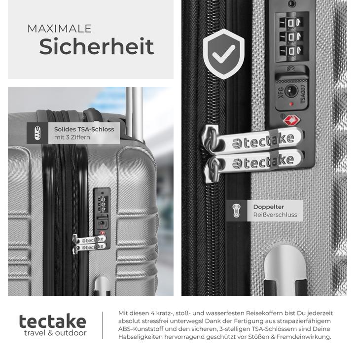 Immagine prodotto tectake Set di valigie rigide (106 l, Bagaglio a mano (fino a 50 litri), M (50 - 90l), L (90 - 115l))