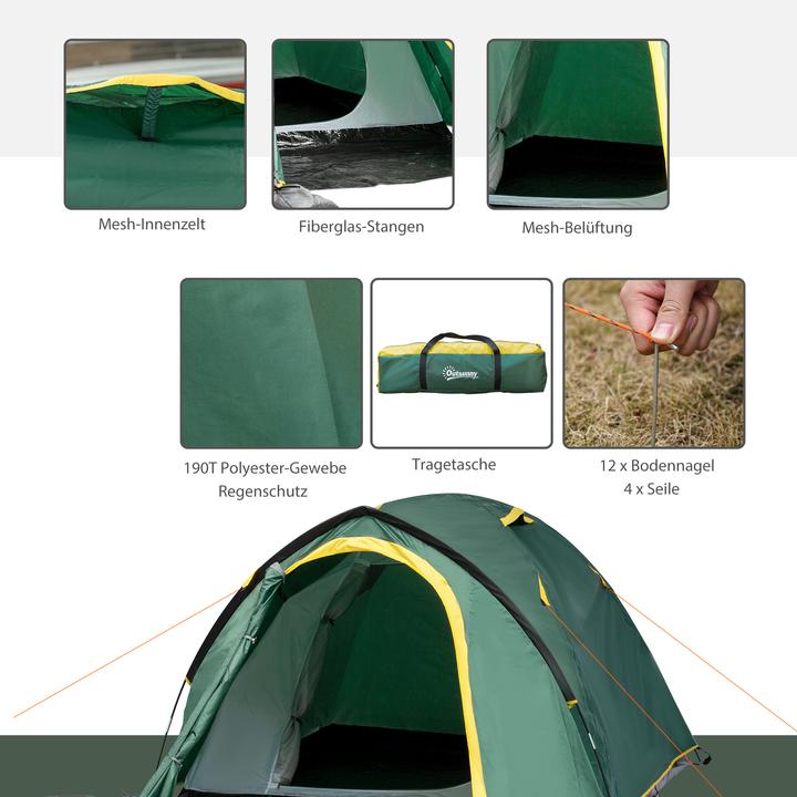 Produktbild Outsunny Campingzelt für 3-4 Personen (Kuppelzelt, 3 kg, 2 Personen)