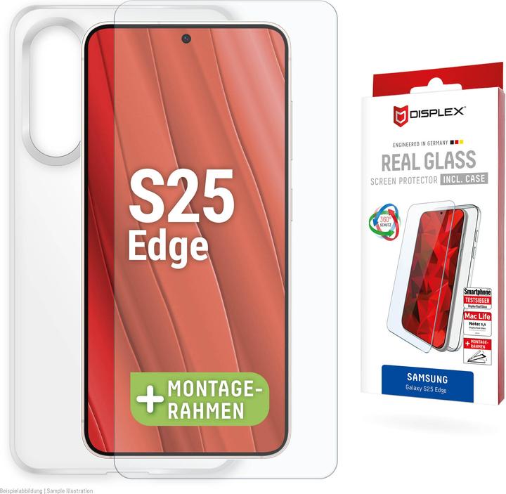 Immagine prodotto Displex Real Glass, vetro blindato 2D + custodia per cellulare (1 Pezzo/i, Samsung Galaxy S25 Edge)