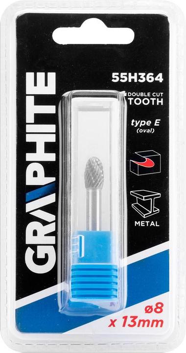 Productafbeelding Graphite HM METAALFREZEN E-TYPE (OVAAL) 8 X 13 MM LAARZEN 6 X 45 MM 55H364 GRAFIET