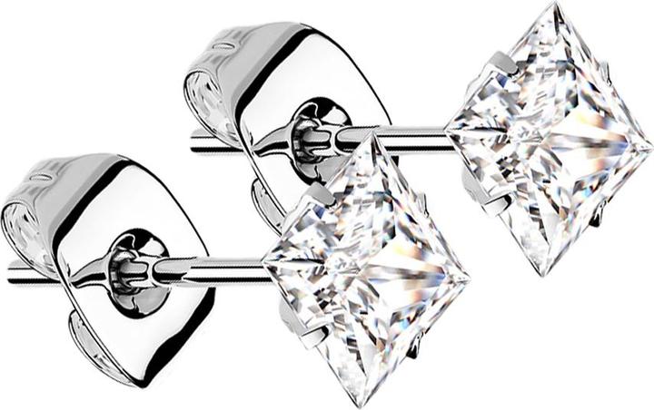 Star Piercing Ohrstecker silber quadratischem Kristall silber (Titan G23, ohne Messing)