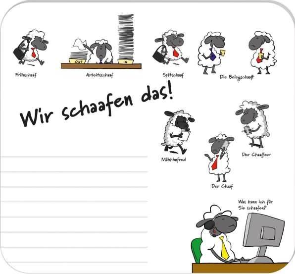 Rnk 46653 - Mousepad Block „Wir schaafen das“, 240 x 220 mm, 30 Blatt, 1 Stück