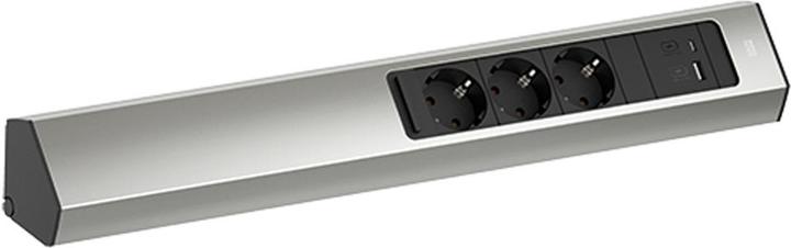 Produktbild Bachmann CASIA 2 3x Steckdose 1x USB-Charger A/C (932.006) Edelstahl-Optik, lang (3 x, CEE 7/3, 2 m)