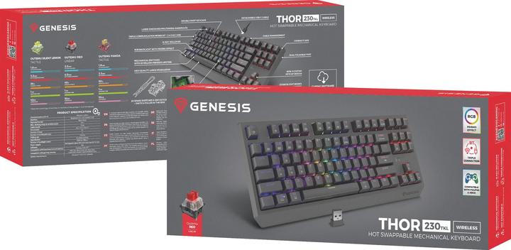 Actual product image Genesis Klawiatura Thor 230 TKL Wireless Outemu Panda (NKG-2107) (US, Wireless, Cable)