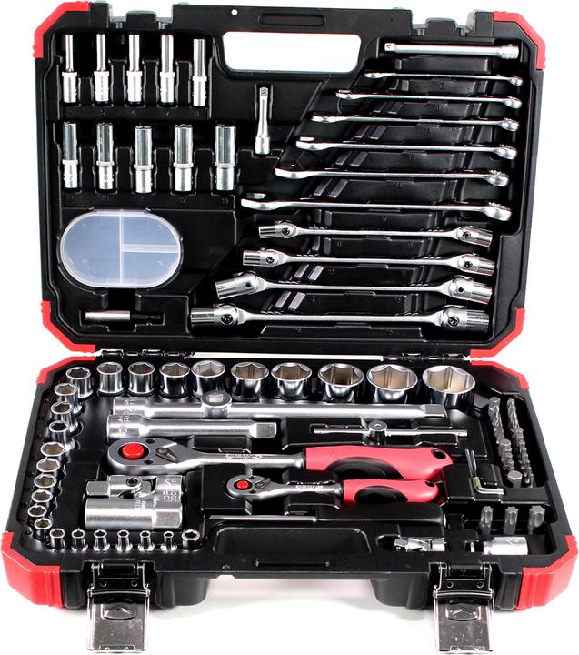 Actual product image Gedore Red red Socket spanner set, 92-piece, With reversible ratchets, ratchets, socket spanner and bit set