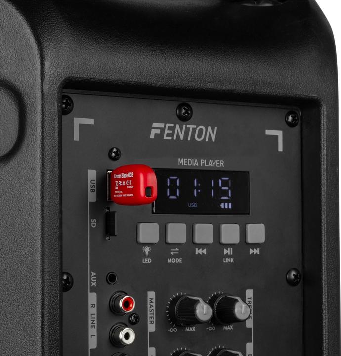 Immagine prodotto Fenton Speaker Bluetooth - FT12LED MK2 karaoke box met LEDâ€™s, accu en microfoon - Voor (Attivo)