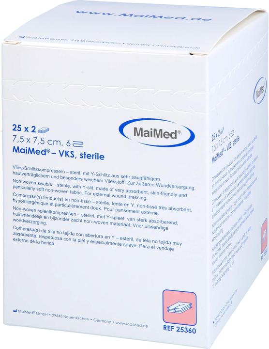 Actual product image MaiMed Fleece slit compresses 7,5x7,5cm 6-fold sterile, 25X2 pc COM
