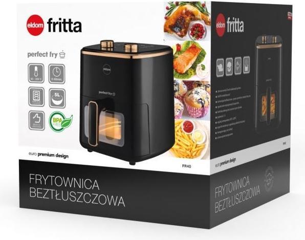 Produktbild Eldom Fettfreie Fritteuse FRITTA Fassungsvermögen 5 0 l regulierbar Temp. Uhr 1500 W (EU-Stecker)