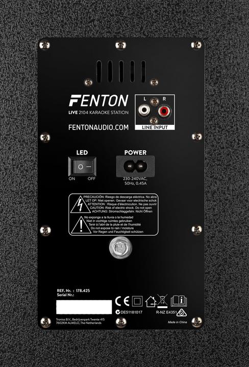 Produktbild Fenton Lautsprecher LIVE2104 Karaoke Maschine Schwarz (Aktiv, 1x 400 W)